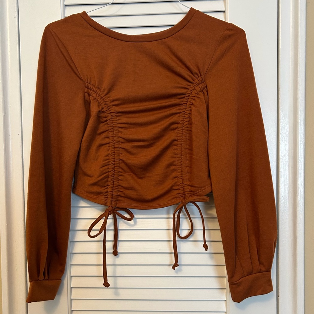 Almost Famous Terracotta Ruched Crop Top